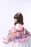 24 Inch 60cm Reborn Toddler Dolls Soft Silicone Vinyl Handmade Similar Realistic Fashion Newborn Doll Child Toy for Birthday Xmas Gift Crafted Pink Clothes
