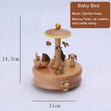 SOWATT Wooden Music Box, Musical Box with Moving Baby Crib and Elephant Tower, Smart Castle Toy Decoration Birthday Present, Plays 'Spirited Away' Melody