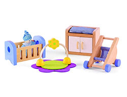 Hape Wooden Doll House Furniture Baby's Room Set