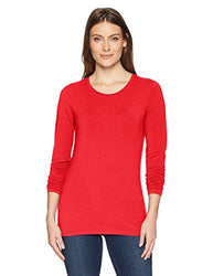 Amazon Essentials Women's Classic-Fit Long-Sleeve Crewneck T-Shirt, Red, Medium
