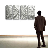 Abstract Silver Metal Wall Art Sculpture - Multi-Panel Modern Home Décor Static by Jon Allen