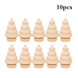 Christmas Tree Shape Wood Toys Unfinished Wood Craft Supplies Christmas Wood Decors for DIY,10-Pack