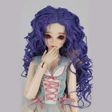 1/3 with 9-10 Inch BJD Doll Wig High Temperature Synthetic Fiber Dark Purple Ombre Kinky Curly Hair Wig BJD Doll Wigs for 1/3 1/4 1/6 BJD SD Doll (T2420&T2512BT4043)