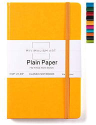 Minimalism Art, Classic Notebook Journal, A4 Size 8.3 X 11.4 inches, Yellow, Plain Blank Page, 192 Pages, Hard Cover, Fine PU Leather, Inner Pocket, Quality Paper-100gsm, Designed in San Francisco