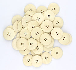 RayLineDo Pack of 100pcs 30mm Plain Wood 4 Hole Round Sewing Crafting Scrapbooking DIY Buttons
