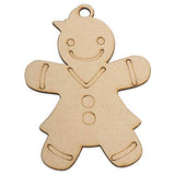 Unfinished Wooden Christmas Ornaments, Gingerbread Men (3.2 x 4.7 in, 24 Pack)