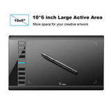 UGEE M708 Graphics Tablet, 10 x 6 inch Large Active Area Drawing Tablet with 8 Hot Keys, 2048