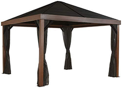 Sojag 12' x 12' Valencia Outdoor Backyard Gazebo with Wood Finish and Mosquito Netting Shade Structure