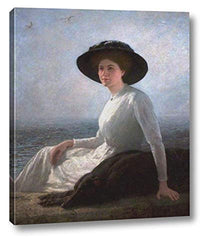 A Study in Black and White, Mrs Henrietta Riviere by Briton Riviere - 15" x 18" Gallery Wrap Giclee Canvas Print - Ready to Hang