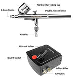 Gocheer Mini Airbrush Kit, Dual-Action Air Brush Pen Gravity Feed Airbrush for Makeup Art Craft Nails Cake Decorating Modeling Tool with Airbrush Cleaning Set