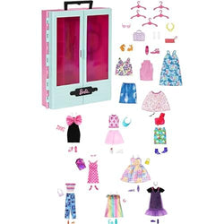 Barbie Closet Playset with 3 Outfits, 3 Pairs of Shoes, 2 Purses, Necklace and Sunglasses Accessories Clothes Fashion Pack with 13 Pieces of Clothing, 8 Accessories and 8 Pairs of Shoes