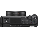 Sony ZV-1 Digital Camera (Black) (DCZV1/B) + 64GB Memory Card + Case + 2 x NP-BX1 Battery + Card Reader + LED Light + Corel Photo Software + HDMI Cable + Charger + Flex Tripod + More