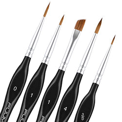 Kolinsky Sable Brushes, Fuumuui 5pcs Fine Tip Sable Detail Paint Brushes for Miniatures with Ergonomic Triangular Handle Perfect for Acrylic, Watercolor, Nail Art, Model Painting, Paint by Numbers