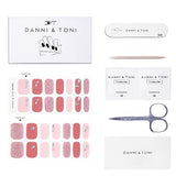 DANNI & TONI Semi Cured Gel Nail Strips Gemstone Nude Color Gel Nail Stickers Glitters Nail Art Wraps(28 Stickers)