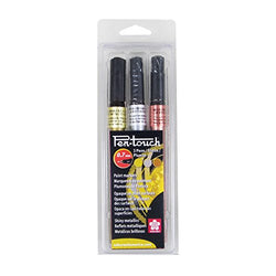 Sakura 42191 3-Piece Extra Fine Pentouch Paint Marker, 0.7mm, Gold, Silver and Copper