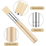 11 Pieces Wooden Stencil Brushes Natural Painting Brush Bristle Wooden Handle Template Brushes for Wood Wall Model House Painting Project Card Making DIY Craft and Acrylic Oil Watercolor Painting