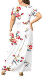 BISHUIGE Women XL-6XL Plus Size Swimsuit Maxi Dress with Pockets 5X-Large, Floral White