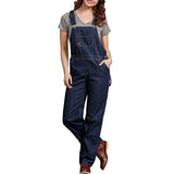 Dickies Women's Denim Bib Overall, Dark Indigo Black, Extra Small