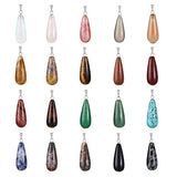 Healing Stone Pendant 24pcs Oval Long Tears Water Drop Chakra Charm Semi-Precious Gemstone Rock