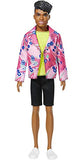 Barbie Ken 60th Anniversary Doll in Throwback Rocker Derek Look with Neon Top, Shorts & Shoes for Kids 3 to 8 Years Old