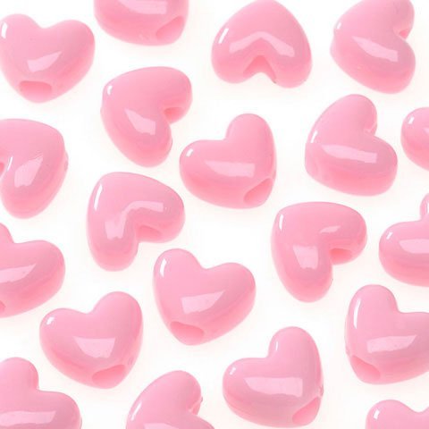 Bulk Buy: Darice DIY Crafts Pony Beads Acrylic Heart Opaque Pink 11mm 65 pieces (12-Pack)