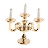 F Fityle 1:12 Dollhouse Miniature Mini Gold Candelabra Furniture European Style Candleholder Candlesticks Doll House Model DIY Ornaments