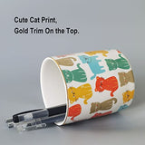 HANKOR Ceramic Pen Holder for Desk Cute Cat Pencil Cup Desk Organizer Makeup Brush Holder, White