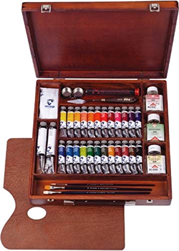 Van Gogh Oil Color Paint, 24x20ml Tubes + 2x60ml Tubes + Accessories, Wooden Box Expert Set