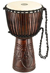 Meinl Percussion Professional Djembe with Mahogany Wood-NOT Made in CHINA-12 Large Size Rope Tuned Goat Skin Head, 2-Year Warranty, African Queen Carving, inch (PROADJ4-L)