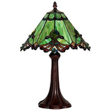 Bieye L10023 19 inch Baroque Tiffany Style Stained Glass Table Lamp with Zinc Base (Green)