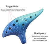 12 Hole Sweet Potato Ocarina Graceful Shape Pottery Ocarina Instrument in Alto C(Starry Blue)