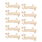 SUPVOX 10pcs Unfinished Family Wood Words Ornaments, Rustic Crafts Wooden Family Letters Alphabet Script for Christmas Tree Crafts Home Wedding DIY Decorations
