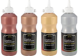 Creative Inspirations Acrylic Paint - Acrylic Paint Smooth, Rich, Creamy & Free-Flowing Non-Toxic - [Metallic Mixing Set of 4-500 ML]