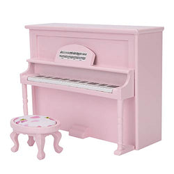 chenggong Doll House Accessories, Doll House Mini Upright Piano, Wood Material Pink Mini Size White House Decor Toys Dolls for Girl DIY Dollhouse Decor(Pink)