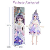 ZWJX 1/3 BJD Dolls 26 Ball Jointed SD Doll, 23 in DIY Dress Up Change Makeup Toys, Holds Many Poses with Full Set Clothes Shoes Wig Makeup, Height 60cm Perfectly Packaged,B