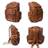 VELEZ Archaeology Brown Leather Backpack - Men's Vintage Laptop Bag 15"