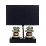 Elegant Designs LT1036-BLK Rectangular Dual Stacked Stone Ceramic Table Lamp, 14.5" x 12" x 6.3",