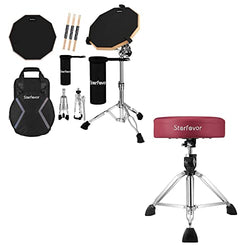 Starfavor Drum Practice Pad with Snare Drum Stand Set & Starfavor Drum Throne Adjustable