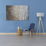 Yihui Arts Autumn Painting On Canvas White Tree Wall Art Large Landscape Falling No Leaves Artwork for Bar Club Decoration Ready to Hang