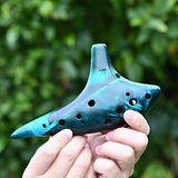 Ocarina 12 Hole Alto C Straw Smoked Ceramic Ocarinas,Musical Instrument, Gift for kids Adults with Songbook Neck Strap Bag