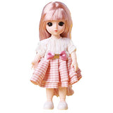 Angelhood 1/6 Mini BJD Doll, 17cm Ball Jointed Dolls with Clothes Dress Up Wig and Movable Joint, Toy Gift for Girls