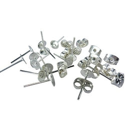 YOYOSTORE 100 Lot Stainless Steel Silver Tone Flat Base Pad Earring Make DIY With Posts Studs