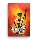 Startonight Canvas Wall Art Decor Abstract African Woman and Traditional Music Painting for Living Room 32" x 48"