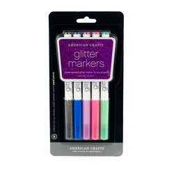 American Crafts Glitter Marker 5-Pack, Broad Point, Multi Color