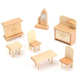 Baby Kim Miniature Furniture ModelBaby KimNew 29 Pcs 1:24 Scale Dollhouse Miniature Unpainted Wooden Furniture Model Suite