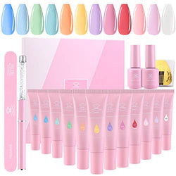 Makartt QikGel Nail Building Gel Kit Clear Pink Nail Builder Enhancement Gel All-in-one Gel Nail Builder French Set Nail Art Design Technician Kit LED Lamp Required