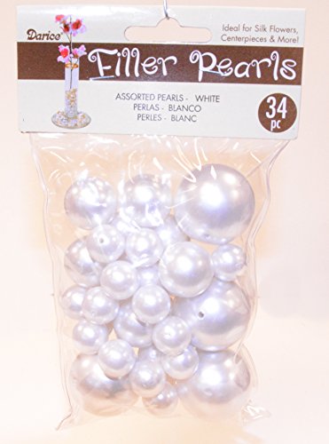 Darice 4343 34-Piece Assorted Size Pearl Set, Large, White