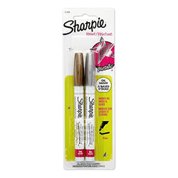 Sharpie Oil-Based Paint Markers, Extra Fine Point, Assorted Metallic, 2 Count - Great for Rock