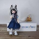 SISON BENNE 11.8 Inch Full Set Outfits 1/6 Fashion BJD Doll, Ball Jointed MSD Dolls with Makeup Eyes Wig Shoes Clothes Cute Hat, DIY Toys for Kids (Momo)