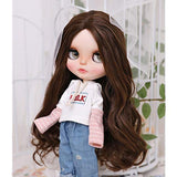 XSHION 6-7 Inch BJD SD Doll Wig, 1/6 BJD Doll Wig Heat Resistant Fiber Long Dark Brown Curly Fairy Maiden Doll Hair Curly Wavy Wig SD BJD Doll Wig